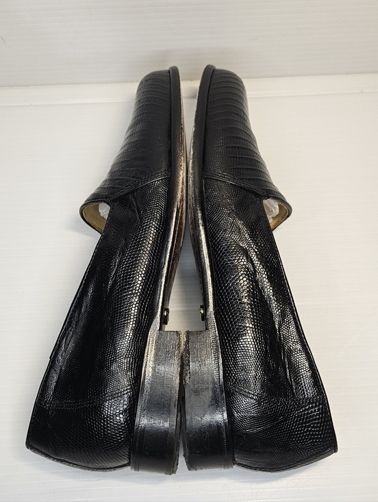ZELLI Italia Black Lizard Loafers Men’s Size 8M – Handmade Italy Exotic Leather